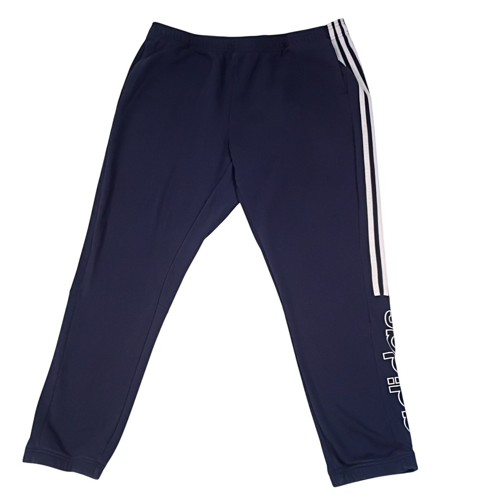 Adidas Mens 2XL Navy Blue 3-Stripe Logo Jogger pants lounge athletic GE0792